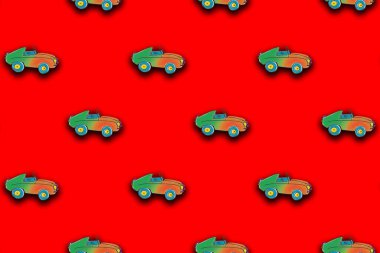 Boyanmış bir araba görüntüsü var. Bir şeyin üstüne bir şey yerleştirmek için bir şablon. Yatay resim.