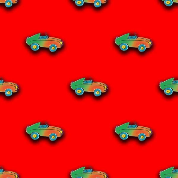 Безшовний Візерунок Зображенням Намальованого Автомобіля Шаблон Накладання Чогось Щось Зображення — стокове фото
