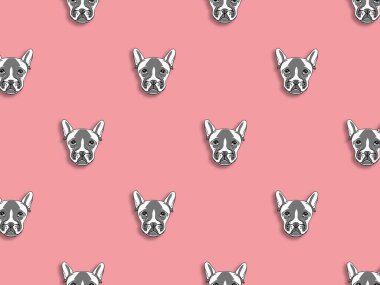 Bir köpek suretinde desen. Pastel mor arka plan. Yatay resim.