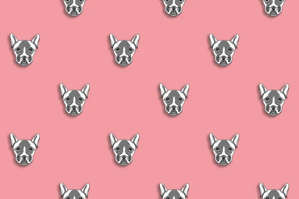 Patroon Met Het Beeld Van Een Hond Pastel Paarse Rode — Stockfoto