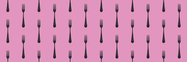Pattern Fork Top View Pastel Purple Background Template Applying Surface — Stock Photo, Image