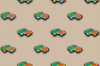 Boyanmış bir araba görüntüsü var. Bir şeyin üstüne bir şey yerleştirmek için bir şablon. Yatay resim.