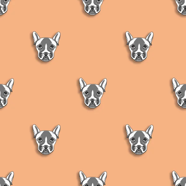 犬のイメージとシームレスなパターンです パステルレッドピンクの背景 正方形の画像 — ストック写真