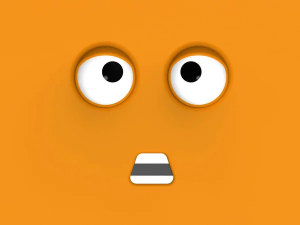 Oranžová Tvář Roztomilého Charakteru Hezká Tvářička Pitomá Tvář Emocionální Překvapení — Stock fotografie