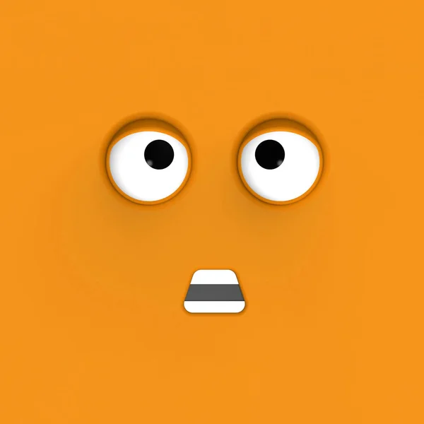 Orange face of cute character. Cute face. stupid face. emotion surprise. Square image. Surprised face. 3D image. 3D rendering.