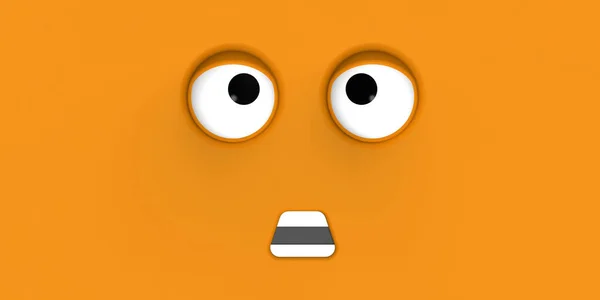 Orange Face Cute Character Cute Face Stupid Face Emotion Surprise — Stock Photo, Image