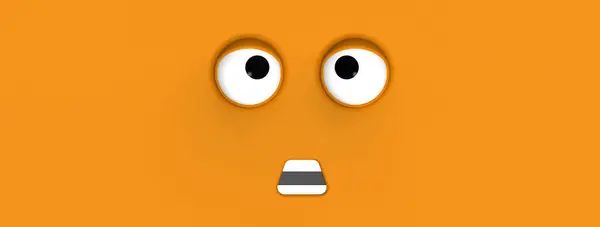 Aranyos Narancssárga Arc Aranyos Arc Hülye Arc Érzelmi Meglepetés Vízszintes — Stock Fotó