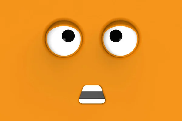 Оранжевое Лицо Милого Персонажа Симпатичное Лицо Тупое Лицо Эмоциональный Сюрприз — стоковое фото