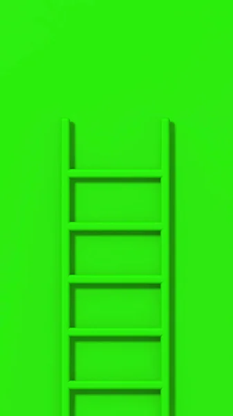 Escada Verde Fundo Verde Escadaria Fica Verticalmente Perto Parede Conceito — Fotografia de Stock