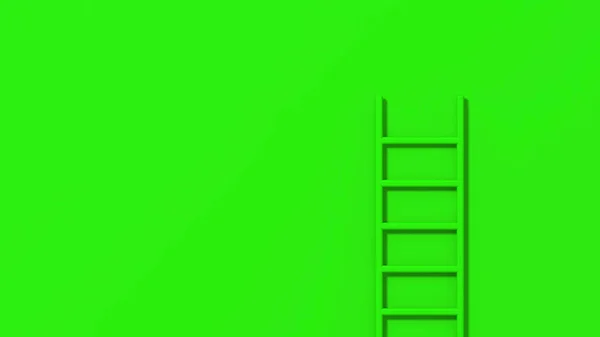 Escalier Vert Sur Fond Vert Escalier Dresse Verticalement Près Mur — Photo