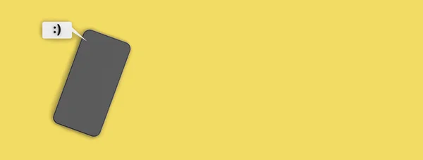 Wiadomość Tekstowa Zawierająca Emotikony Postaci Telefon Komórkowy Żółtym Tle Widok — Zdjęcie stockowe