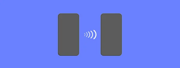 Comunicação Entre Dois Dispositivos Transferir Dados Entre Dois Gadgets Usando — Fotografia de Stock