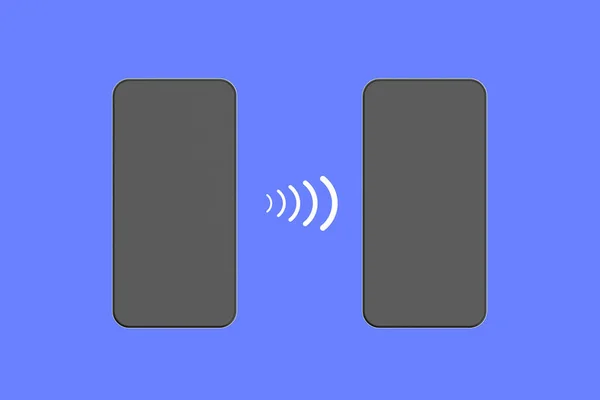 Communication Entre Deux Appareils Transfert Données Entre Deux Gadgets Utilisant — Photo