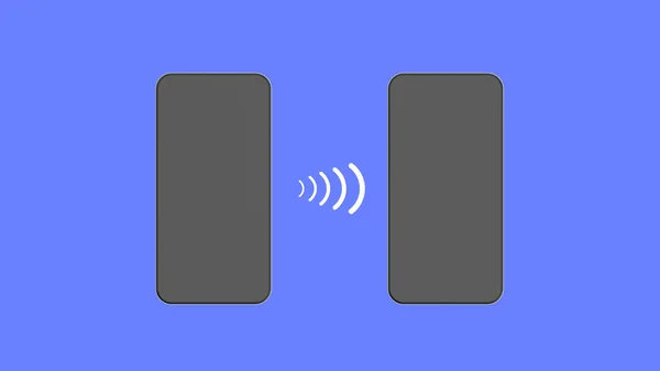 Επικοινωνία Μεταξύ Δύο Συσκευών Μεταφορά Δεδομένων Μεταξύ Δύο Gadgets Χρησιμοποιώντας — Φωτογραφία Αρχείου