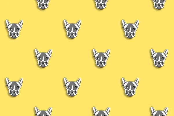 Wzór Wizerunkiem Psa Żółte Tło Obraz Poziomy — Zdjęcie stockowe