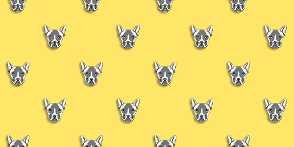 犬のイメージでパターンを作りました 黄色の背景 水平画像 サイトへの挿入用バナー — ストック写真