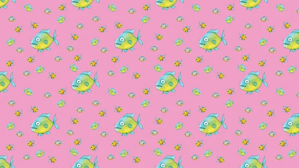 Pattern Set Fish Sea River Fish Horizontal Image Banner Insertion — Stock Photo, Image
