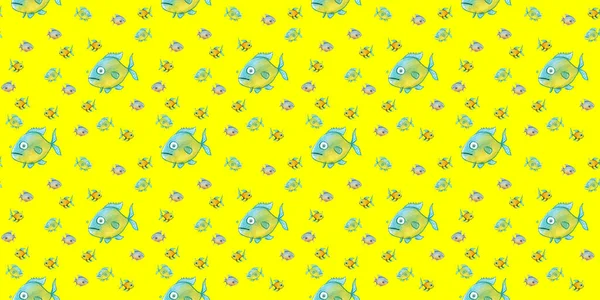 Візерунок Набір Рибою Морська Річкова Риба Горизонтальне Зображення Банер Вставки — стокове фото