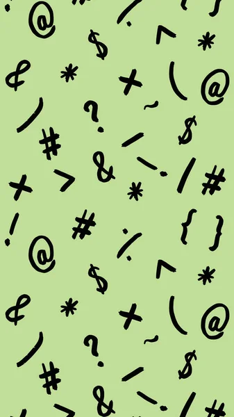 Stock image pattern with the image of keyboard symbols. Punctuation marks. Template for applying to the surface. pastel pea background. Vertical image.