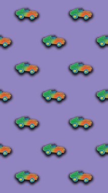 Boyanmış bir araba görüntüsü var. Bir şeyin üstüne bir şey yerleştirmek için bir şablon. Dikey resim.