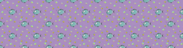 Pattern Set Fish Sea River Fish Horizontal Image Banner Insertion — Stock Photo, Image