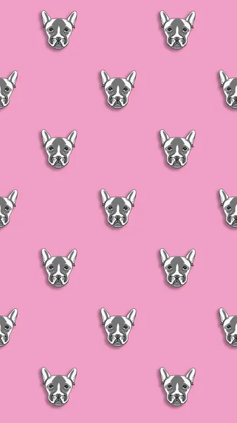 pattern with the image of a dog. pastel purple background. Vertical image.