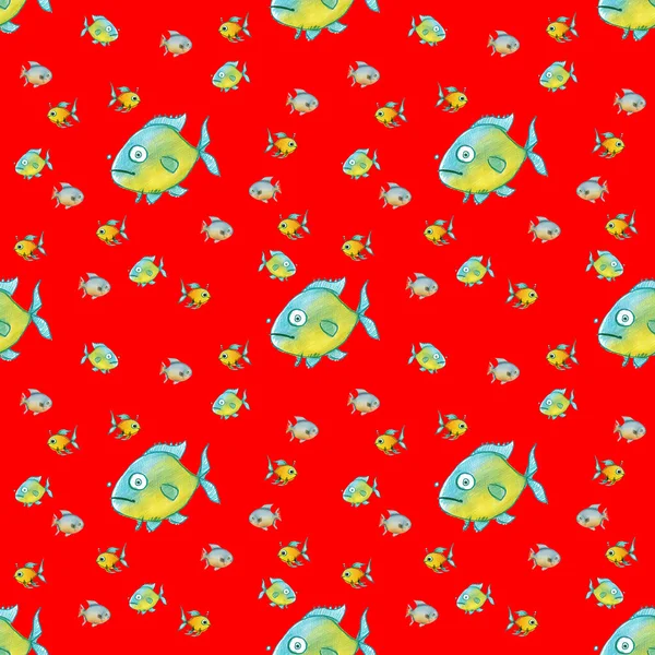 Nahtloses Muster Mit Fisch Garniert Meeres Und Flussfische Quadratisches Bild — Stockfoto