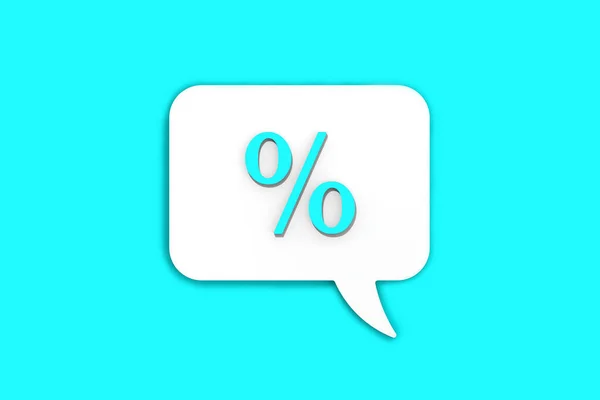 Sinal Percentagem Azul Claro Quadro Mensagens Branco Sinal Retirada Juros — Fotografia de Stock