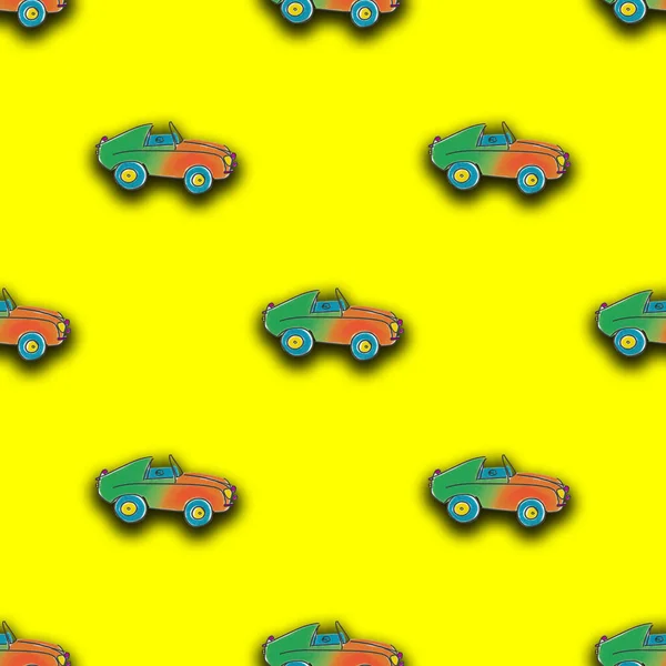 Seamless Pattern Image Painted Car Template Superimposing Something Top Something — Stock Photo, Image