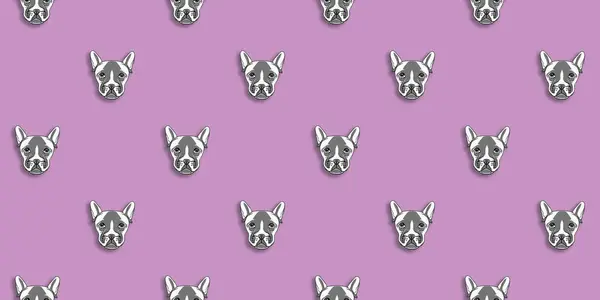 犬のイメージでパターンを作りました パステル紫の背景 水平画像 サイトへの挿入用バナー — ストック写真