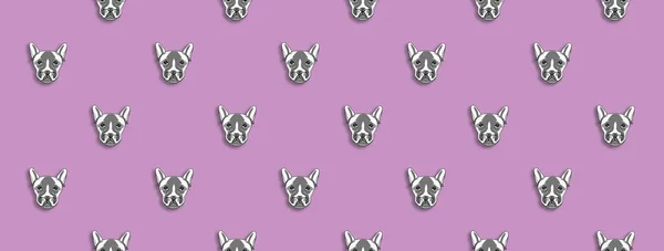 Pattern Image Dog Pastel Violet Purple Background Horizontal Image Banner — Stock Photo, Image