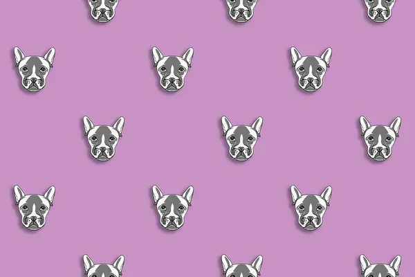 Узор Изображением Собаки Пастельно Фиолетовый Фон Горизонтальное Изображение — стоковое фото