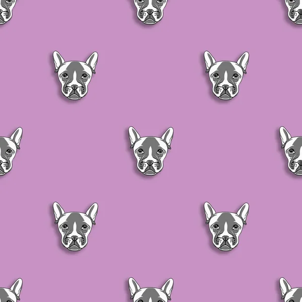 Naadloos Patroon Met Het Beeld Van Een Hond Pastel Paarse — Stockfoto