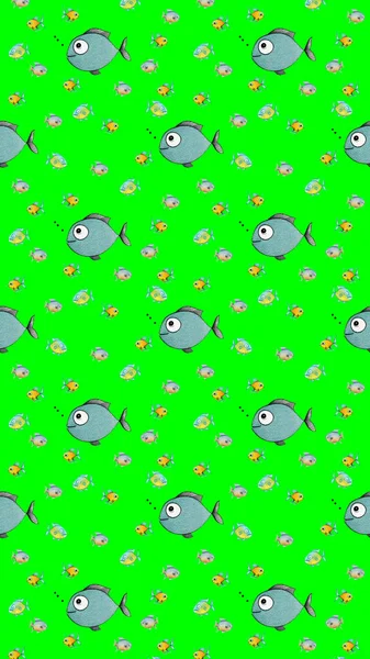 Seamless Pattern Set Fish Sea River Fish Vertical Image — Stock Photo, Image