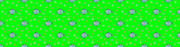Безшовний Візерунок Набір Рибою Морська Річкова Риба Горизонтальне Зображення Банер — стокове фото