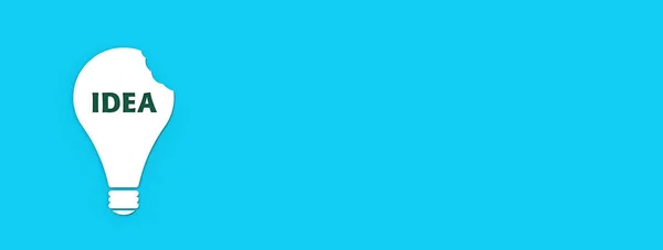 Uma Lâmpada Branca Mordida Com Ideia Inscrição Fundo Azul Marcas — Fotografia de Stock