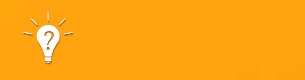 オレンジ色の背景に影を持つ白い電球 アイデアの欠如のシンボルのイラスト 質問票 3D画像 3Dレンダリング サイトへの挿入用バナー — ストック写真