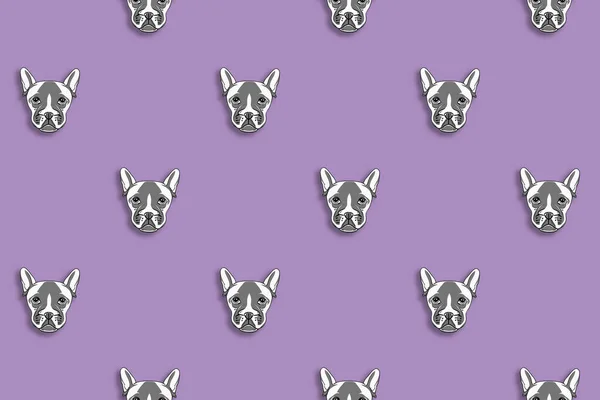 Muster Mit Dem Bild Eines Hundes Pastellvioletten Hintergrund Horizontales Bild — Stockfoto