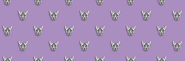 Muster Mit Dem Bild Eines Hundes Pastellvioletten Hintergrund Horizontalbild Banner — Stockfoto