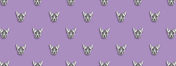 Pattern Image Dog Pastel Violet Background Horizontal Image Banner Insertion — Stock Photo, Image