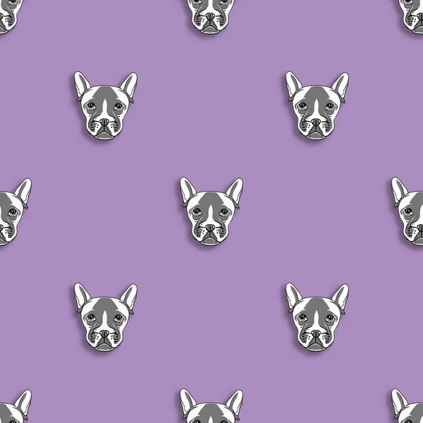 Бесшовный Узор Изображением Собаки Пастельно Фиолетовый Фон Изображение Площади — стоковое фото