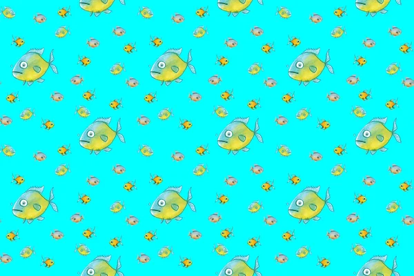Muster Mit Fisch Garniert Meeres Und Flussfische Horizontales Bild — Stockfoto
