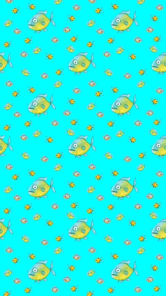 パターンだ 魚とセット 海と川の魚 垂直画像 — ストック写真