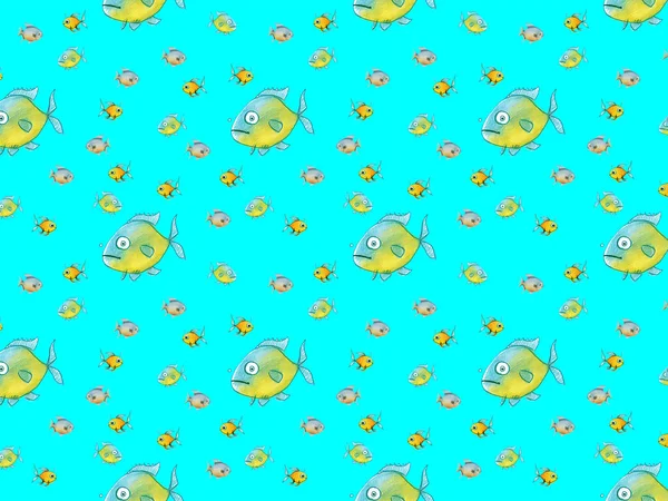 Pattern Set Fish Sea River Fish Horizontal Image — Stock Photo, Image