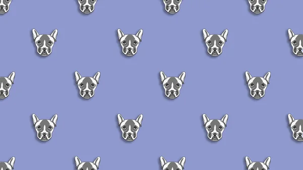 Patroon Met Het Beeld Van Een Hond Pastelblauwe Achtergrond Horizontaal — Stockfoto