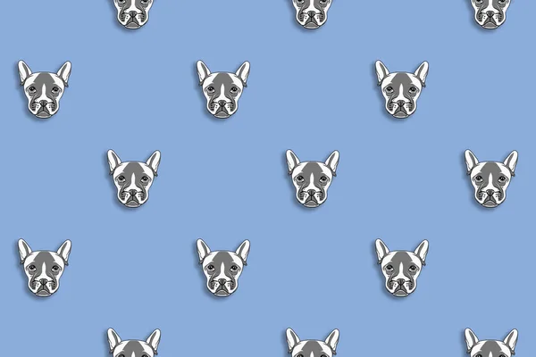 Візерунок Зображенням Собаки Пастельний Синій Фон Горизонтальне Зображення — стокове фото