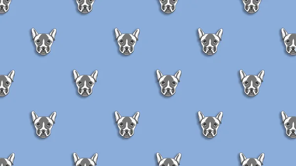 Muster Mit Dem Bild Eines Hundes Pastellblauer Hintergrund Horizontales Bild — Stockfoto