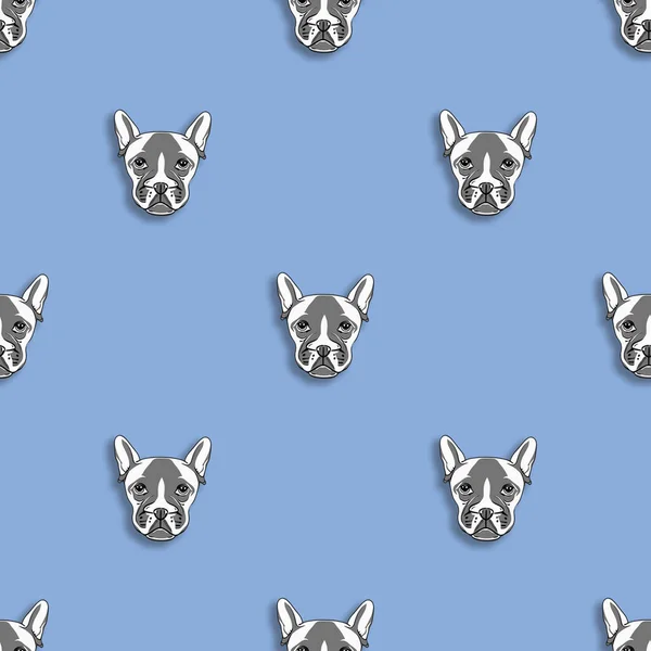 Αδιάλειπτη Μοτίβο Την Εικόνα Ενός Σκύλου Παστέλ Μπλε Φόντο Τετραγωνική — Φωτογραφία Αρχείου