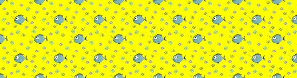 Бесшовный Шаблон Набор Рыбой Морская Речная Рыба Горизонтальное Изображение Баннер — стоковое фото