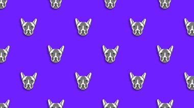 Bir köpek suretinde desen. mavi arka plan. Yatay resim.